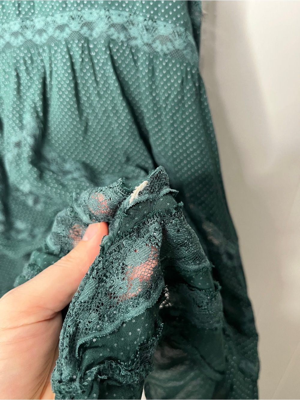 FP Intimately Voile Lace Trapeze Slip dress Mini Size S Boho Beachy Dark Green - Picture 5 of 5